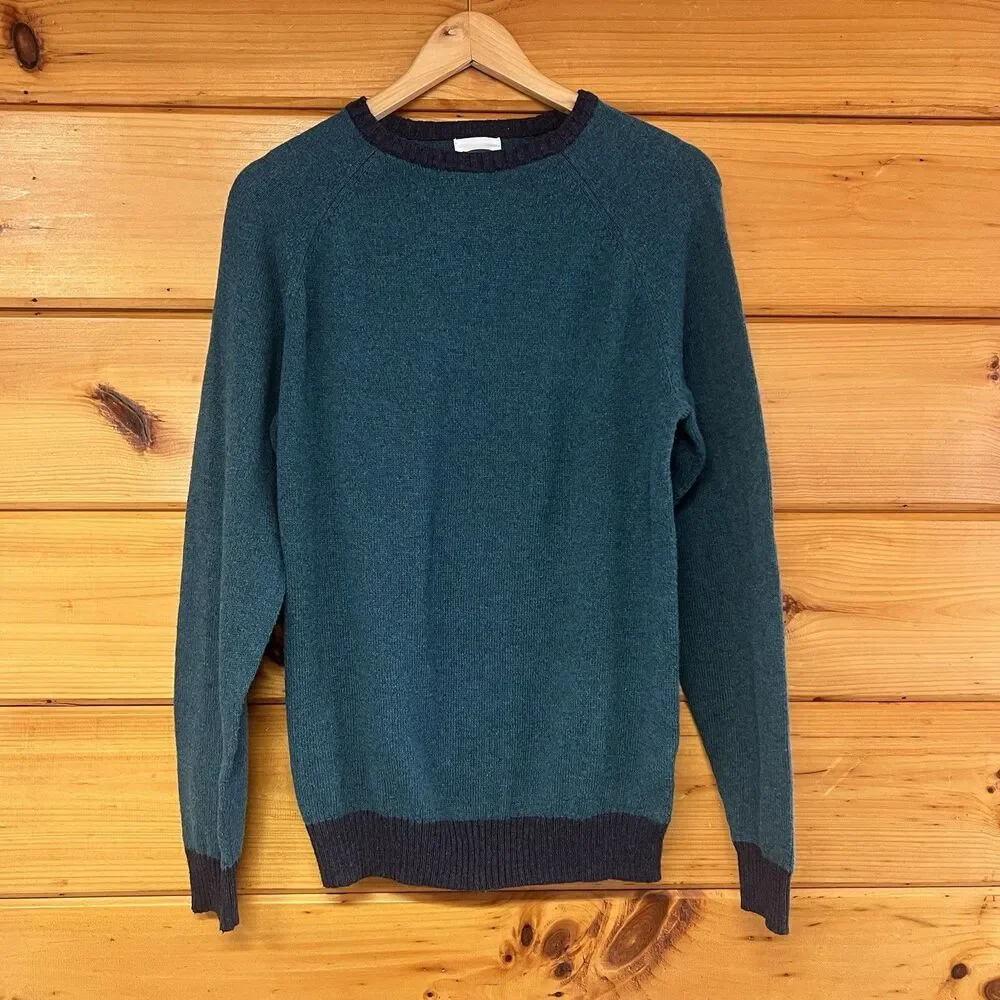 Old Navy Sweater Men's M Heather Teal Knit Long Sleeve Warm